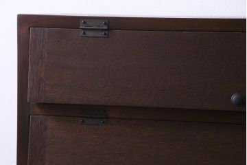 リメイク家具　前板ラワン材　パタパタ扉　丸い取っ手が愛らしい鉄脚付き収納棚(5段タイプ)(下駄箱、戸棚、キャビネット)