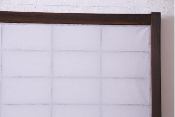 【商談品】昭和期　ガラス入り　小さな障子戸付き　スリムな雪見障子(猫間障子、引き戸、擦り上げ障子戸、擦上障子戸、建具)4枚セット