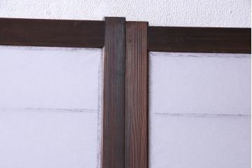 【商談品】昭和期　ガラス入り　小さな障子戸付き　スリムな雪見障子(猫間障子、引き戸、擦り上げ障子戸、擦上障子戸、建具)4枚セット