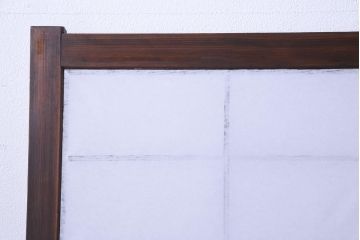 【商談品】昭和期　ガラス入り　小さな障子戸付き　スリムな雪見障子(猫間障子、引き戸、擦り上げ障子戸、擦上障子戸、建具)4枚セット