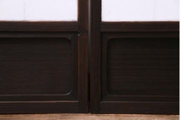 【商談品】昭和期　ガラス入り　小さな障子戸付き　スリムな雪見障子(猫間障子、引き戸、擦り上げ障子戸、擦上障子戸、建具)4枚セット