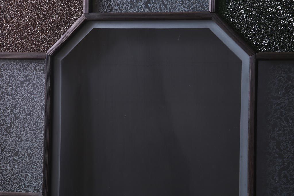 和製アンティーク　大正期　当時もの色ガラス入り!　レトロな色合いのガラス戸(引き戸、建具)2枚セット