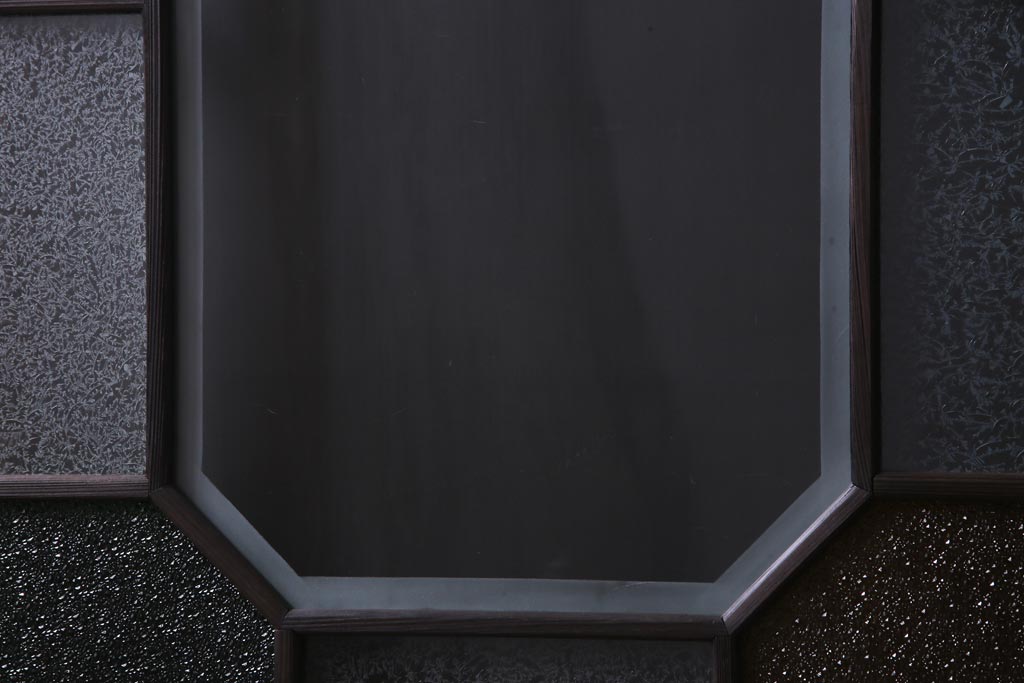 和製アンティーク　大正期　当時もの色ガラス入り!　レトロな色合いのガラス戸(引き戸、建具)2枚セット