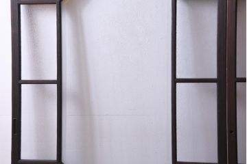 和製アンティーク　大正期　当時もの色ガラス入り!　レトロな色合いのガラス戸(引き戸、建具)2枚セット