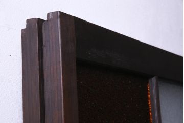 和製アンティーク　大正期　当時もの色ガラス入り!　レトロな色合いのガラス戸(引き戸、建具)2枚セット