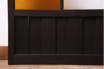 和製アンティーク　大正期　当時もの色ガラス入り!　レトロな色合いのガラス戸(引き戸、建具)2枚セット