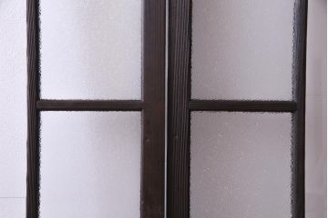和製アンティーク　大正期　鮮やかな4色のガラス戸(引き戸、建具)2枚セット