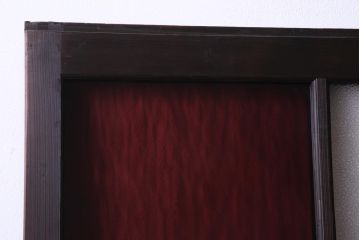 和製アンティーク　大正期　鮮やかな4色のガラス戸(引き戸、建具)2枚セット