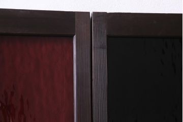 和製アンティーク　大正期　鮮やかな4色のガラス戸(引き戸、建具)2枚セット