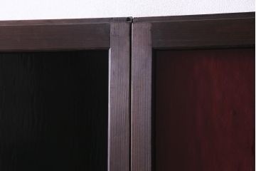 和製アンティーク　大正期　鮮やかな4色のガラス戸(引き戸、建具)2枚セット
