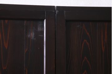 和製アンティーク　ラフジュ工房オリジナルステンドグラス　モールガラス・結霜ガラス入り　ステンドグラスがお洒落な色ガラス帯戸2枚セット(建具、板戸、ガラス戸)