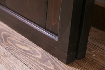 和製アンティーク　ラフジュ工房オリジナルステンドグラス　モールガラス・結霜ガラス入り　ステンドグラスがお洒落な色ガラス帯戸2枚セット(建具、板戸、ガラス戸)
