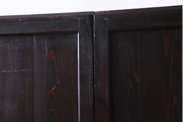 和製アンティーク　ラフジュ工房オリジナルステンドグラス　モールガラス・結霜ガラス入り　ステンドグラスがお洒落な色ガラス帯戸2枚セット(建具、板戸、ガラス戸)