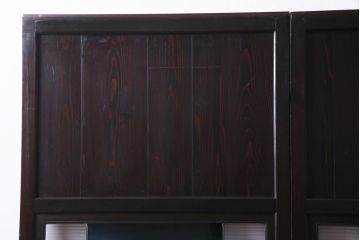 和製アンティーク　ラフジュ工房オリジナルステンドグラス　モールガラス・結霜ガラス入り　ステンドグラスがお洒落な色ガラス帯戸2枚セット(建具、板戸、ガラス戸)