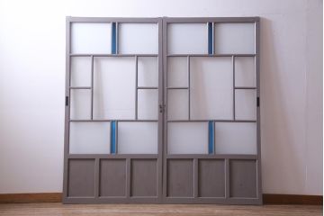 ペイント建具　すりガラス・ダイヤガラス・色ガラス　落ち着いた淡い色味が取り入れやすいガラス戸2枚セット(引き戸)