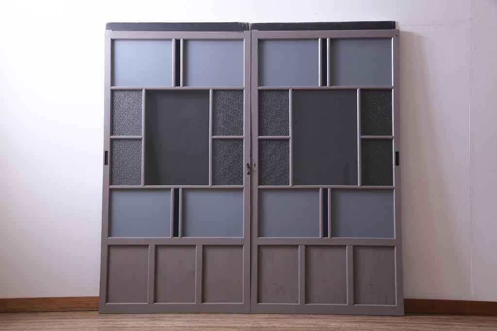 ペイント建具　すりガラス・ダイヤガラス・色ガラス　落ち着いた淡い色味が取り入れやすいガラス戸2枚セット(引き戸)