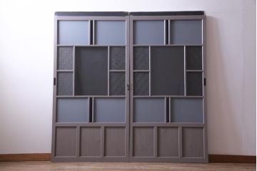 ペイント建具　すりガラス・ダイヤガラス・色ガラス　落ち着いた淡い色味が取り入れやすいガラス戸2枚セット(引き戸)