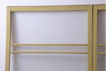 ペイント建具　レトロな雰囲気がお洒落な銀モールガラス入りガラス戸2枚セット(引き戸)