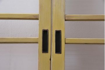 ペイント建具　レトロな雰囲気がお洒落な銀モールガラス入りガラス戸2枚セット(引き戸)