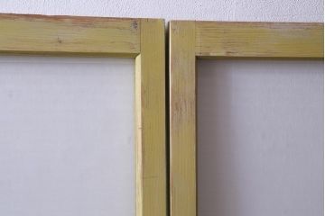 ペイント建具　レトロな雰囲気がお洒落な銀モールガラス入りガラス戸2枚セット(引き戸)