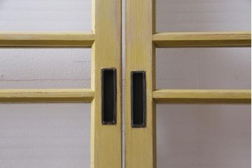ペイント建具　レトロな雰囲気がお洒落な銀モールガラス入りガラス戸2枚セット(引き戸)
