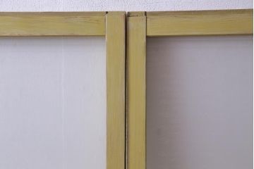 ペイント建具　レトロな雰囲気がお洒落な銀モールガラス入りガラス戸2枚セット(引き戸)