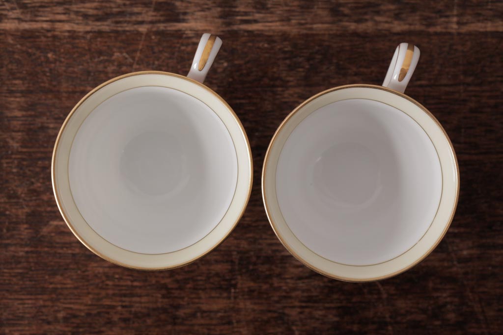 ノリタケ(Noritake、則武、日陶)　マルキ印　エレガントなデザインが魅力のカップ&ソーサー2客セット