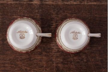 ノリタケ(Noritake、則武、日陶)　マルキ印　エレガントなデザインが魅力のカップ&ソーサー2客セット