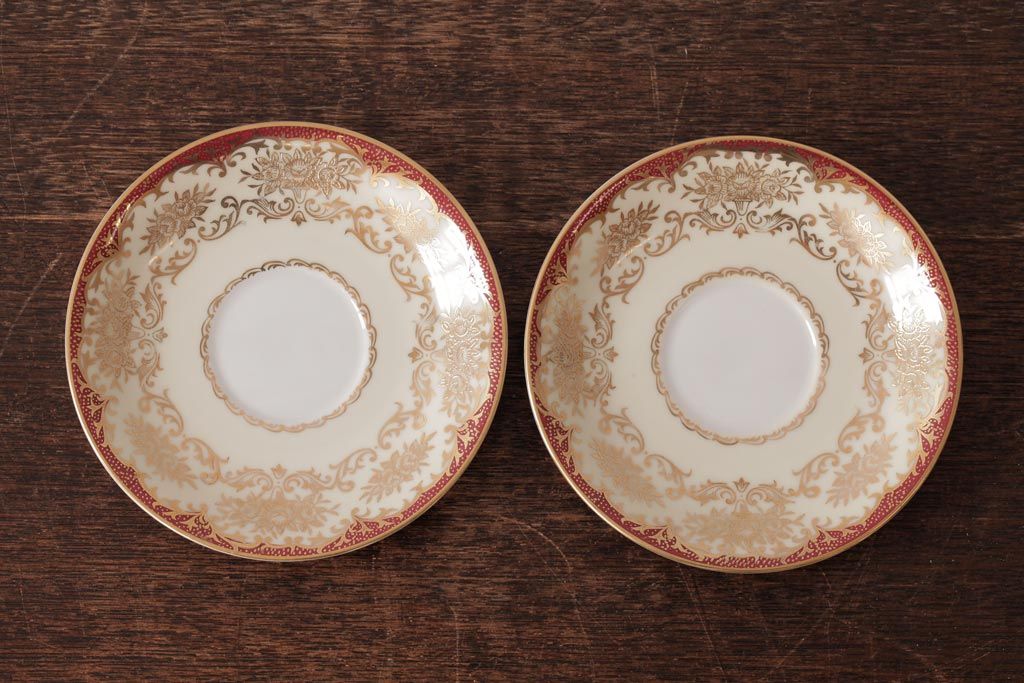 ノリタケ(Noritake、則武、日陶)　マルキ印　エレガントなデザインが魅力のカップ&ソーサー2客セット