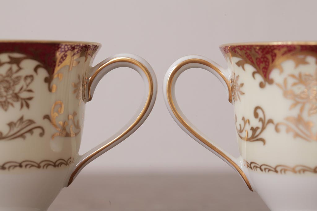 ノリタケ(Noritake、則武、日陶)　マルキ印　エレガントなデザインが魅力のカップ&ソーサー2客セット(1)