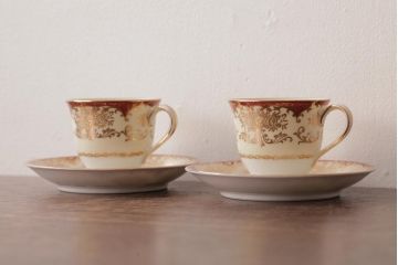 ノリタケ(Noritake、則武、日陶)　マルキ印　エレガントなデザインが魅力のカップ&ソーサー2客セット(2)