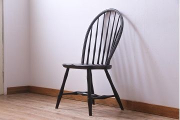 ビンテージ　中古　松本民芸家具　ループバック　和洋折衷のデザインがお洒落なダイニングチェア(定価約12万円)(椅子、板座チェア)