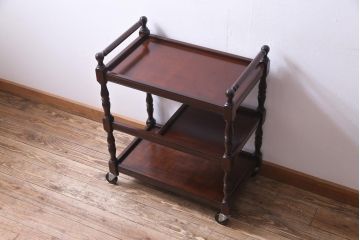 中古　松本民芸家具　上品な雰囲気醸し出すA型ワゴン(キッチンワゴン、キャスターワゴン)(定価約12万円)