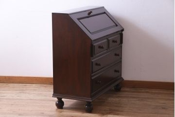 中古　松本民芸家具　H型　ボールフットが特徴的なライティングビューロー(ワークデスク、在宅ワーク、在宅用、チェスト)