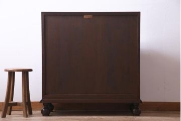 中古　松本民芸家具　H型　ボールフットが特徴的なライティングビューロー(ワークデスク、在宅ワーク、在宅用、チェスト)