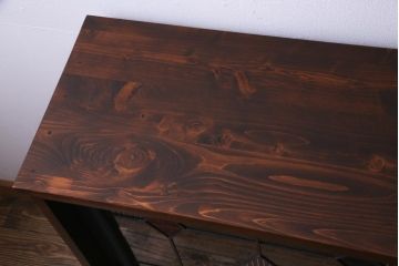 ラフジュ工房オリジナル　古建具リメイク　モールガラス　ステンドグラスがノスタルジックな雰囲気漂う戸棚(収納棚、サイドボード)