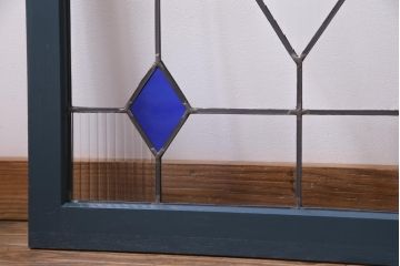 ラフジュ工房オリジナル　古建具リメイク　モールガラス　ステンドグラスがノスタルジックな雰囲気漂う戸棚(収納棚、サイドボード)