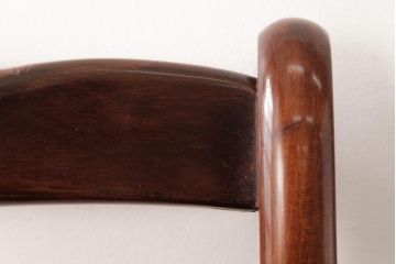 中古　九州民芸家具　赤みがかった色合いと艶が美しいダイニングチェア(板座チェア、ワークチェア)(3)