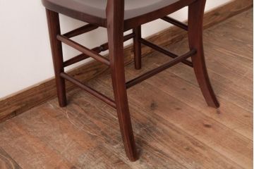 中古　九州民芸家具　赤みがかった色合いと艶が美しいダイニングチェア(板座チェア、ワークチェア)(3)