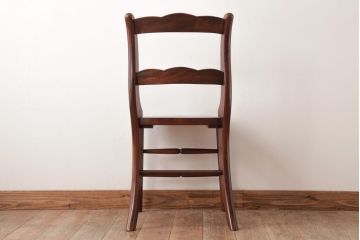 中古　九州民芸家具　赤みがかった色合いと艶が美しいダイニングチェア(板座チェア、ワークチェア)(3)