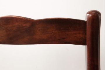 中古　九州民芸家具　赤みがかった色合いと艶が美しいダイニングチェア(板座チェア、ワークチェア)(3)