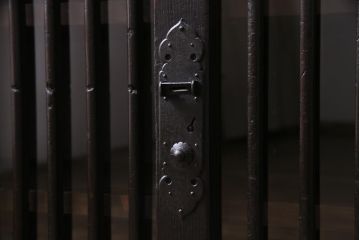 ラフジュ工房オリジナル　リメイク　アンティークの古い建具が味わい深いローボード(ガラス戸棚、収納棚)