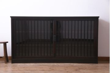 ラフジュ工房オリジナル　建具欅材　アンティークの古い建具を使ったリメイクサイドボード(ガラス戸棚、収納棚)