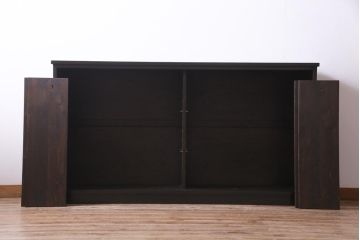 ラフジュ工房オリジナル　建具欅材　アンティークの古い建具を使ったリメイクサイドボード(ガラス戸棚、収納棚)