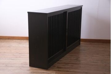 ラフジュ工房オリジナル　建具欅材　アンティークの古い建具を使ったリメイクサイドボード(ガラス戸棚、収納棚)