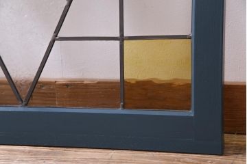 ラフジュ工房オリジナル　古建具リメイク　結霜ガラス　ステンドグラスがノスタルジックな雰囲気漂う戸棚(収納棚、サイドボード)
