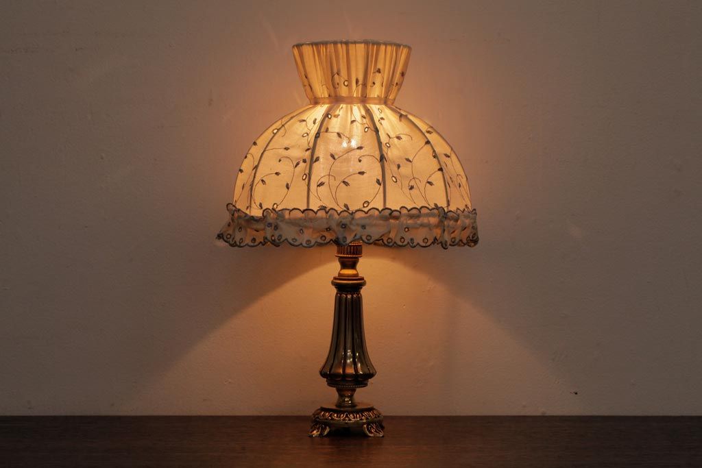 【美品】フランスアンティーク ブロンズ装飾 ガラスドロップ 卓上ランプ 3055 フランスアンティーク照明 ガラスシェードランプ.9 ペンダントランプ