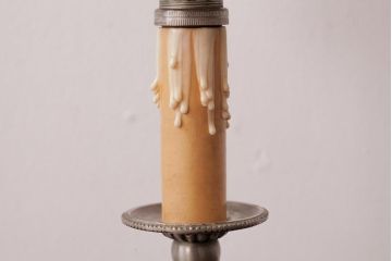 フランスビンテージ　プリーツシェードが可愛らしいテーブルランプ(卓上ランプ、デスクスタンド)