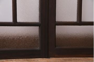 ラフジュ工房オリジナル　リメイク家具　ダイヤガラスとすりガラスを組合せた情緒あふれる戸棚(収納棚、サイドボード)