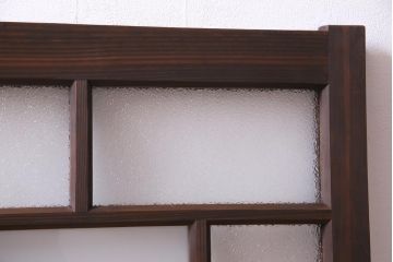 ラフジュ工房オリジナル　リメイク家具　ダイヤガラスとすりガラスを組合せた情緒あふれる戸棚(収納棚、サイドボード)